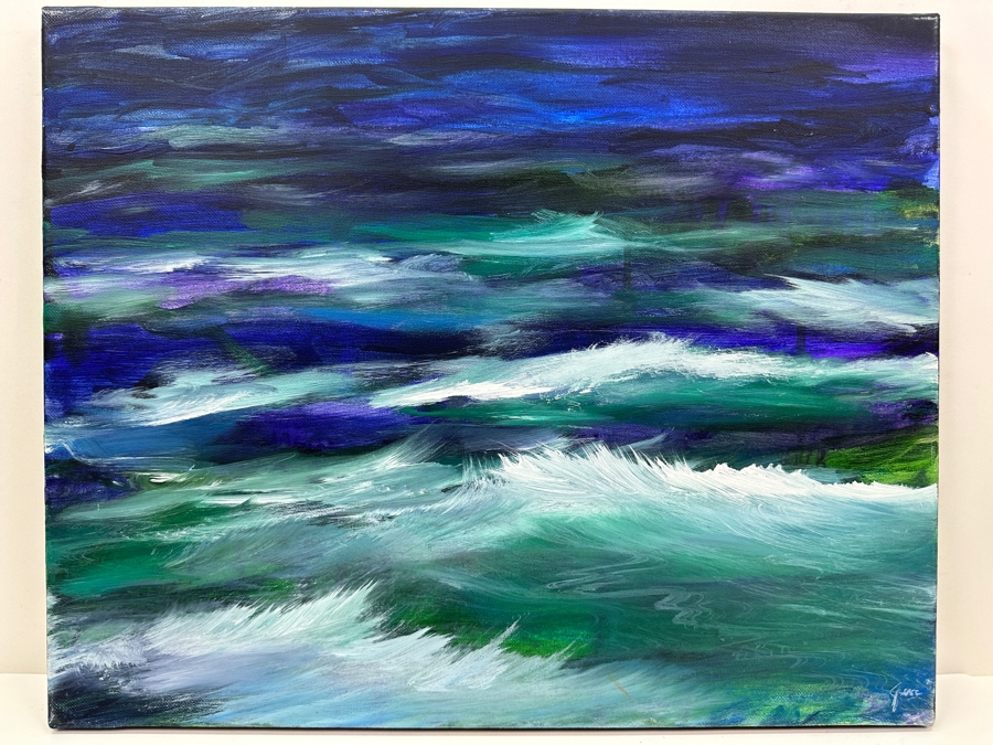Just Added - Gerrit Greve (1948-2024, Cardiff by the Sea, CA) Original Acrylic Painting On Canvas Titled 'Ocean - Creation Study #3' 2005 Signed Lower Right And Verso 20' X 16' Estimate $320 - $400 [Photo 2]