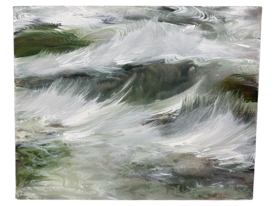 Just Added - Gerrit Greve (1948-2024, Cardiff by the Sea, CA) Original Acrylic Painting On Canvas Titled 'Ocean Study #20' 2020 Signed Lower Left And Verso 20' X 16' Estimate $320 - $400 [Photo 1]