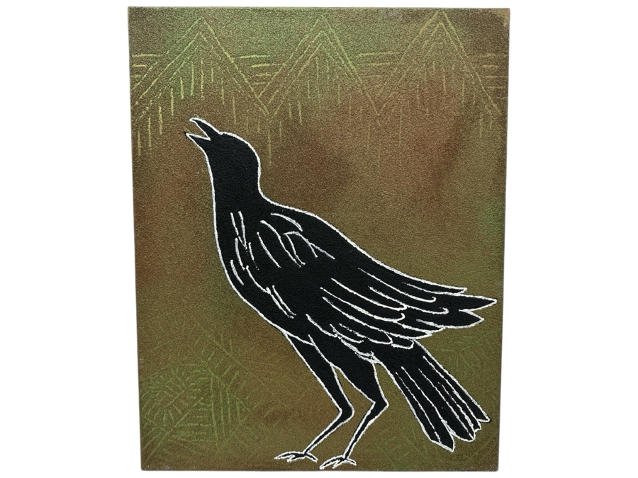 Just Added - Gerrit Greve (1948-2024, Cardiff by the Sea, CA) Original Acrylic Sand Painting On Canvas Titled 'Indian Crow' 2003 Signed Verso 16' X 20' Estimate $320 - $400 [Photo 1]
