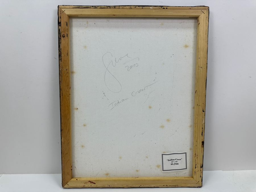 Just Added - Gerrit Greve (1948-2024, Cardiff by the Sea, CA) Original Acrylic Sand Painting On Canvas Titled 'Indian Crow' 2003 Signed Verso 16' X 20' Estimate $320 - $400 [Photo 5]