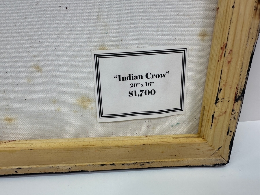 Just Added - Gerrit Greve (1948-2024, Cardiff by the Sea, CA) Original Acrylic Sand Painting On Canvas Titled 'Indian Crow' 2003 Signed Verso 16' X 20' Estimate $320 - $400 [Photo 7]