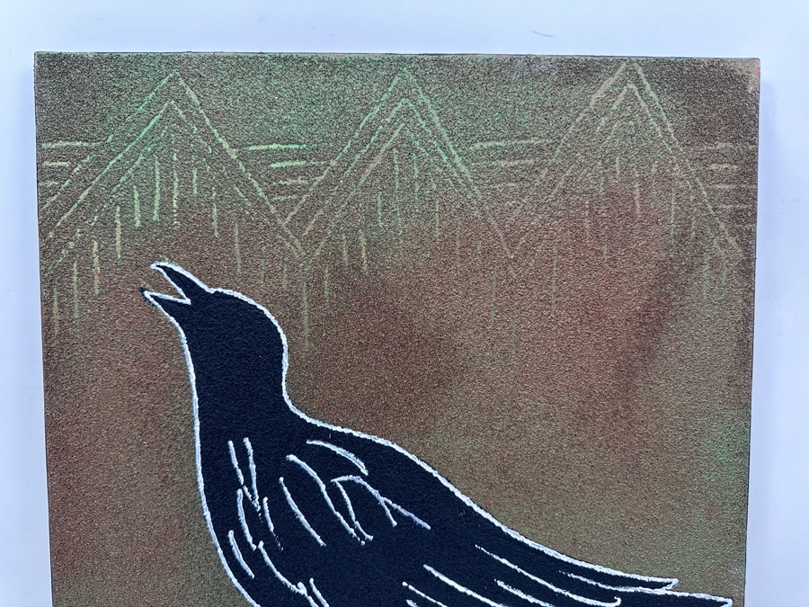 Just Added - Gerrit Greve (1948-2024, Cardiff by the Sea, CA) Original Acrylic Sand Painting On Canvas Titled 'Indian Crow' 2003 Signed Verso 16' X 20' Estimate $320 - $400 [Photo 4]