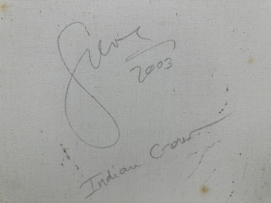 Just Added - Gerrit Greve (1948-2024, Cardiff by the Sea, CA) Original Acrylic Sand Painting On Canvas Titled 'Indian Crow' 2003 Signed Verso 16' X 20' Estimate $320 - $400 [Photo 6]