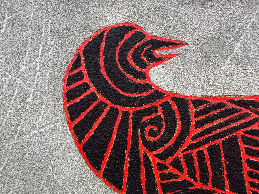 Just Added - Gerrit Greve (1948-2024, Cardiff by the Sea, CA) Original Acrylic Sand Painting On Canvas Titled 'Raven Friend' 2003 Signed Verso 16' X 20' Estimate $320 - $400 [Photo 5]