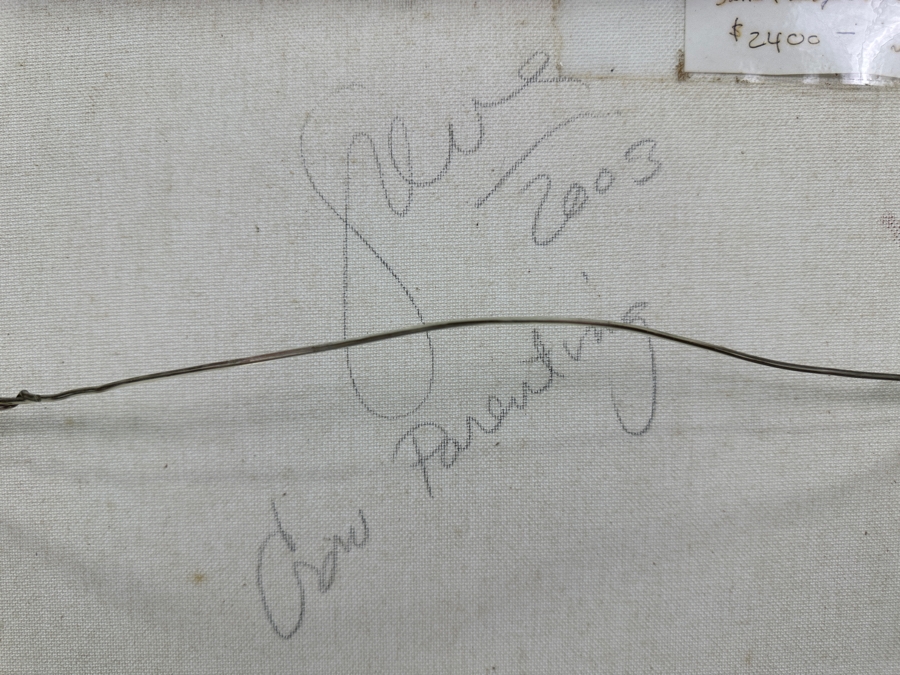 Just Added - Gerrit Greve (1948-2024, Cardiff by the Sea, CA) Original Acrylic Sand Painting On Canvas Titled 'Crow Parenting' 2003 Signed Verso 16' X 20' Estimate $320 - $400 [Photo 7]