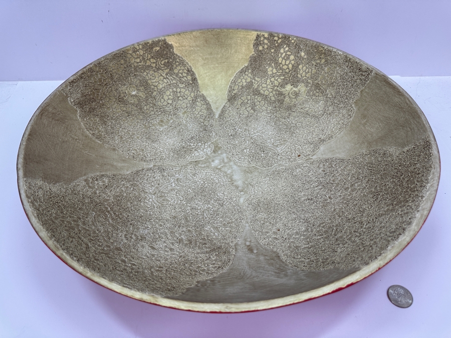 Just Added - Gerrit Greve (1948-2024, Cardiff by the Sea, CA) Original Acrylic Sand Painted Vessel Bowl (These Were Coupled With His Paintings) 18W X 4H [Photo 4]