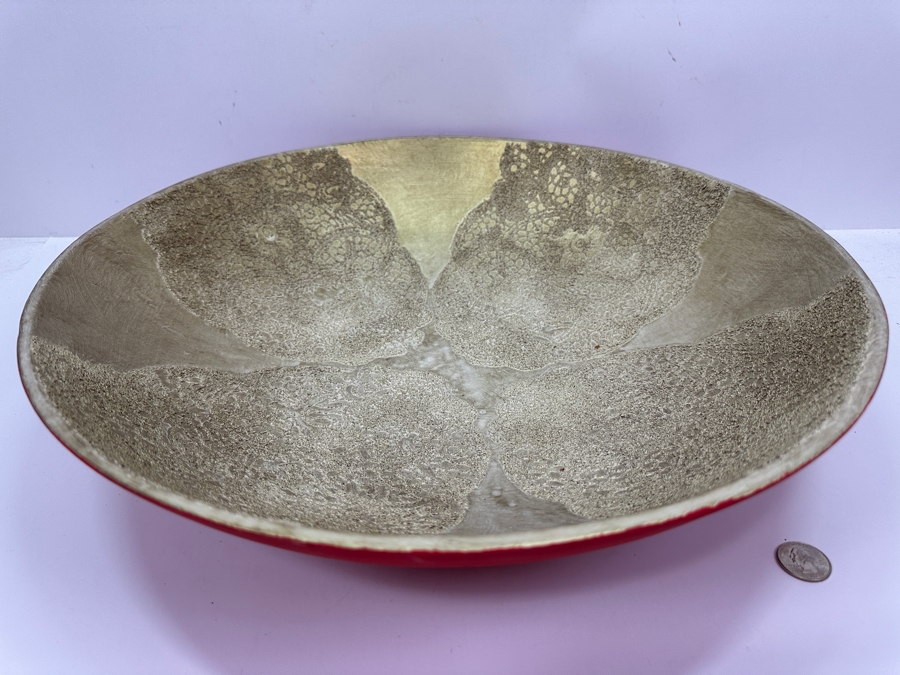 Just Added - Gerrit Greve (1948-2024, Cardiff by the Sea, CA) Original Acrylic Sand Painted Vessel Bowl (These Were Coupled With His Paintings) 18W X 4H [Photo 3]
