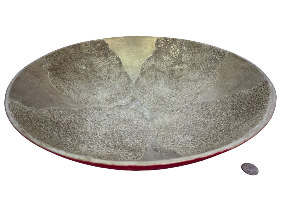 Just Added - Gerrit Greve (1948-2024, Cardiff by the Sea, CA) Original Acrylic Sand Painted Vessel Bowl (These Were Coupled With His Paintings) 18W X 4H [Photo 2]