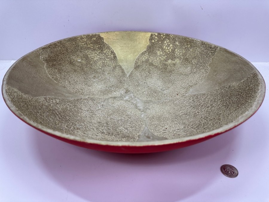 Just Added - Gerrit Greve (1948-2024, Cardiff by the Sea, CA) Original Acrylic Sand Painted Vessel Bowl (These Were Coupled With His Paintings) 18W X 4H [Photo 8]