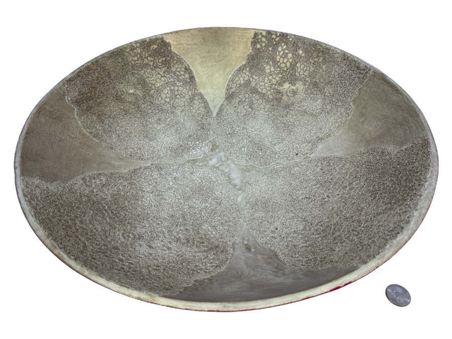 Just Added - Gerrit Greve (1948-2024, Cardiff by the Sea, CA) Original Acrylic Sand Painted Vessel Bowl (These Were Coupled With His Paintings) 18W X 4H [Photo 1]