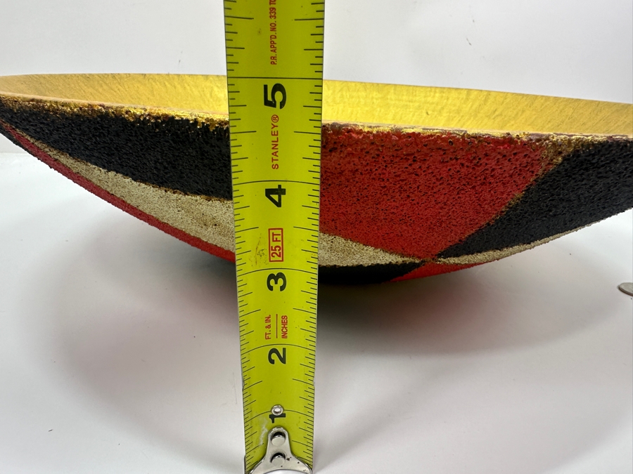 Just Added - Gerrit Greve (1948-2024, Cardiff by the Sea, CA) Original Acrylic Sand Painted Vessel Bowl (These Were Coupled With His Paintings) 17.5W X 4.5H [Photo 9]