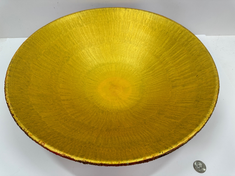 Just Added - Gerrit Greve (1948-2024, Cardiff by the Sea, CA) Original Acrylic Sand Painted Vessel Bowl (These Were Coupled With His Paintings) 17.5W X 4.5H [Photo 3]