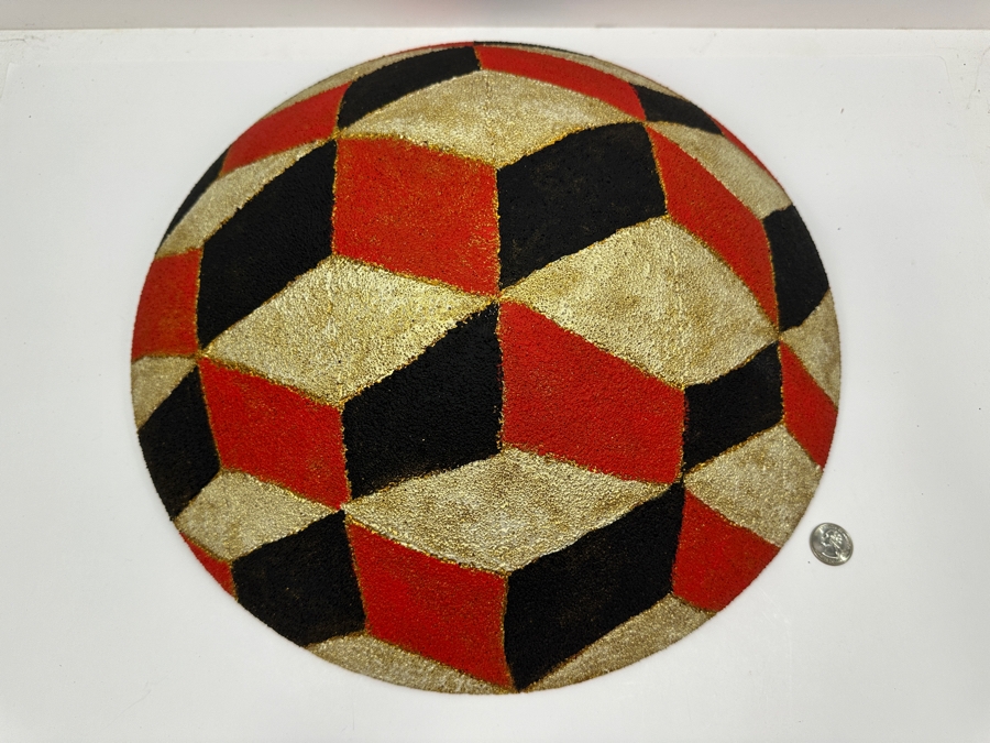 Just Added - Gerrit Greve (1948-2024, Cardiff by the Sea, CA) Original Acrylic Sand Painted Vessel Bowl (These Were Coupled With His Paintings) 17.5W X 4.5H [Photo 7]