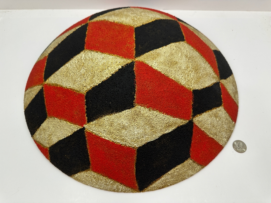 Just Added - Gerrit Greve (1948-2024, Cardiff by the Sea, CA) Original Acrylic Sand Painted Vessel Bowl (These Were Coupled With His Paintings) 17.5W X 4.5H [Photo 2]