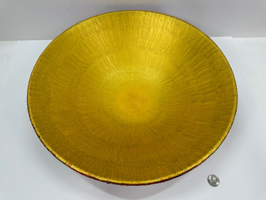 Just Added - Gerrit Greve (1948-2024, Cardiff by the Sea, CA) Original Acrylic Sand Painted Vessel Bowl (These Were Coupled With His Paintings) 17.5W X 4.5H [Photo 6]