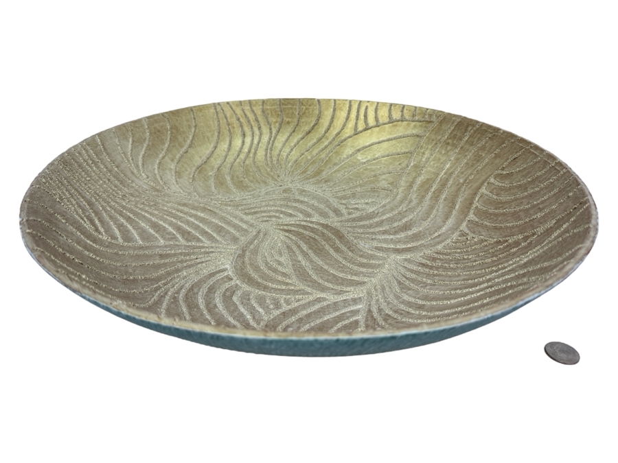Just Added - Gerrit Greve (1948-2024, Cardiff by the Sea, CA) Original Acrylic Sand Painted Vessel Bowl (These Were Coupled With His Paintings) 17.75W X 4H [Photo 1]