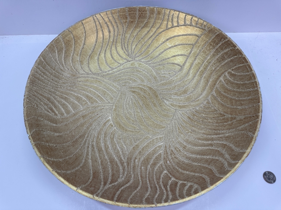 Just Added - Gerrit Greve (1948-2024, Cardiff by the Sea, CA) Original Acrylic Sand Painted Vessel Bowl (These Were Coupled With His Paintings) 17.75W X 4H [Photo 5]