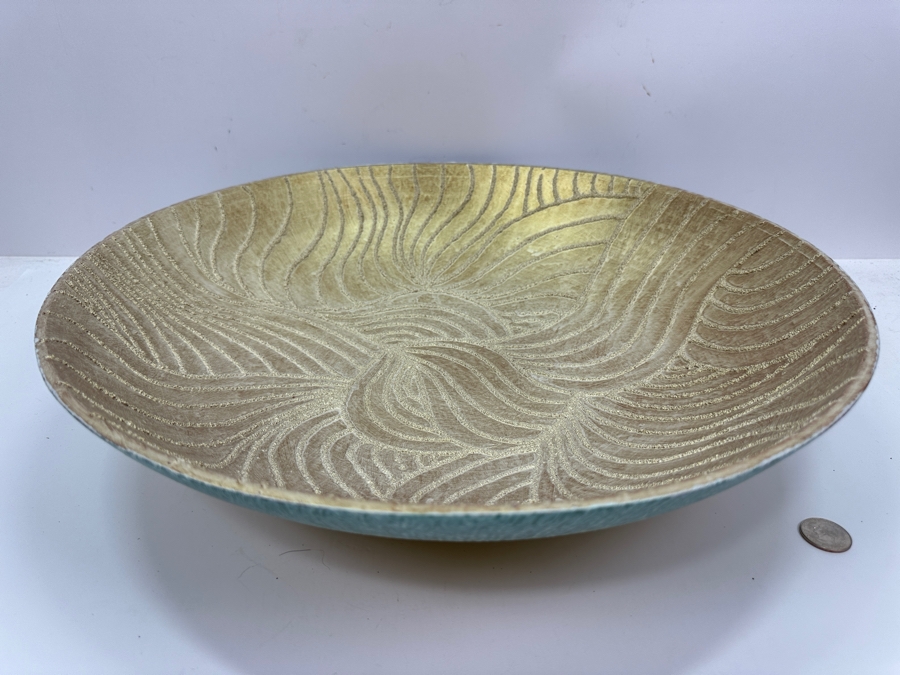 Just Added - Gerrit Greve (1948-2024, Cardiff by the Sea, CA) Original Acrylic Sand Painted Vessel Bowl (These Were Coupled With His Paintings) 17.75W X 4H [Photo 2]