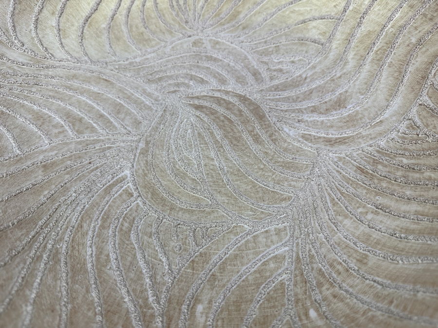 Just Added - Gerrit Greve (1948-2024, Cardiff by the Sea, CA) Original Acrylic Sand Painted Vessel Bowl (These Were Coupled With His Paintings) 17.75W X 4H [Photo 6]