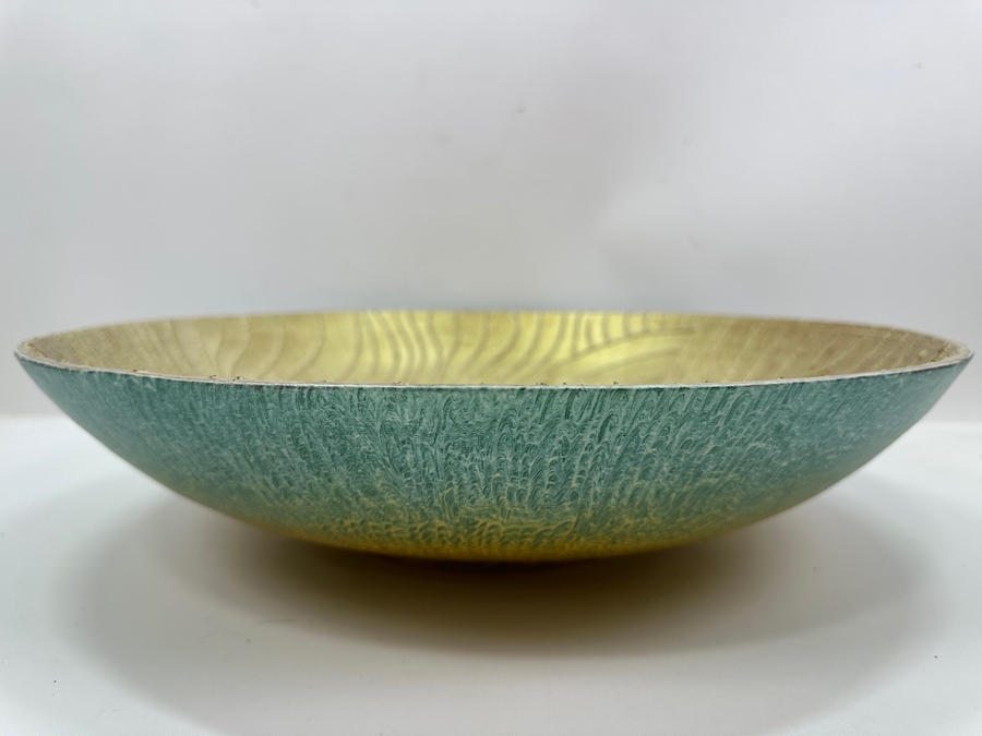 Just Added - Gerrit Greve (1948-2024, Cardiff by the Sea, CA) Original Acrylic Sand Painted Vessel Bowl (These Were Coupled With His Paintings) 17.75W X 4H [Photo 7]