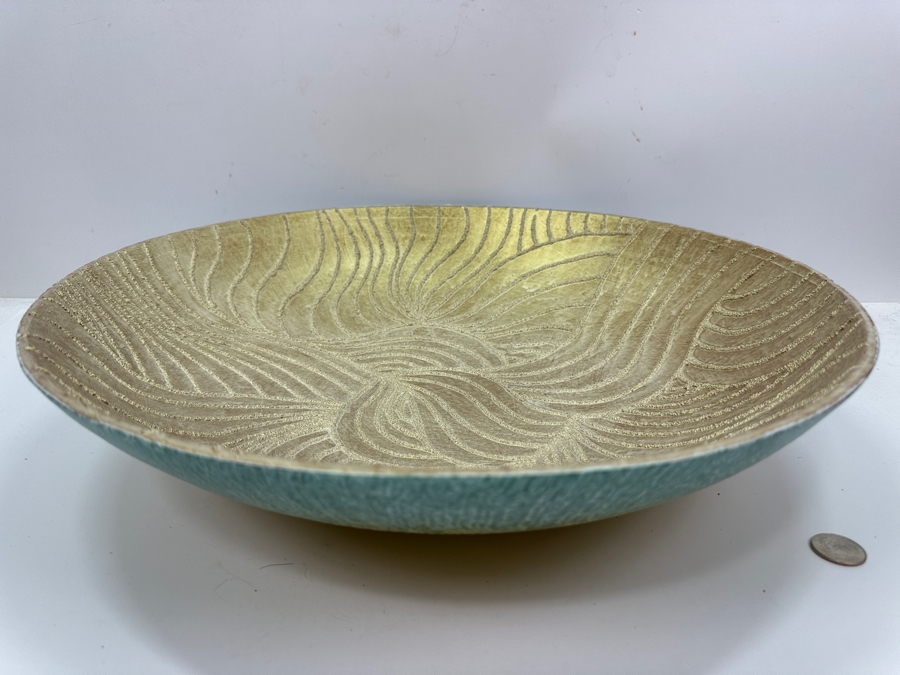 Just Added - Gerrit Greve (1948-2024, Cardiff by the Sea, CA) Original Acrylic Sand Painted Vessel Bowl (These Were Coupled With His Paintings) 17.75W X 4H [Photo 3]