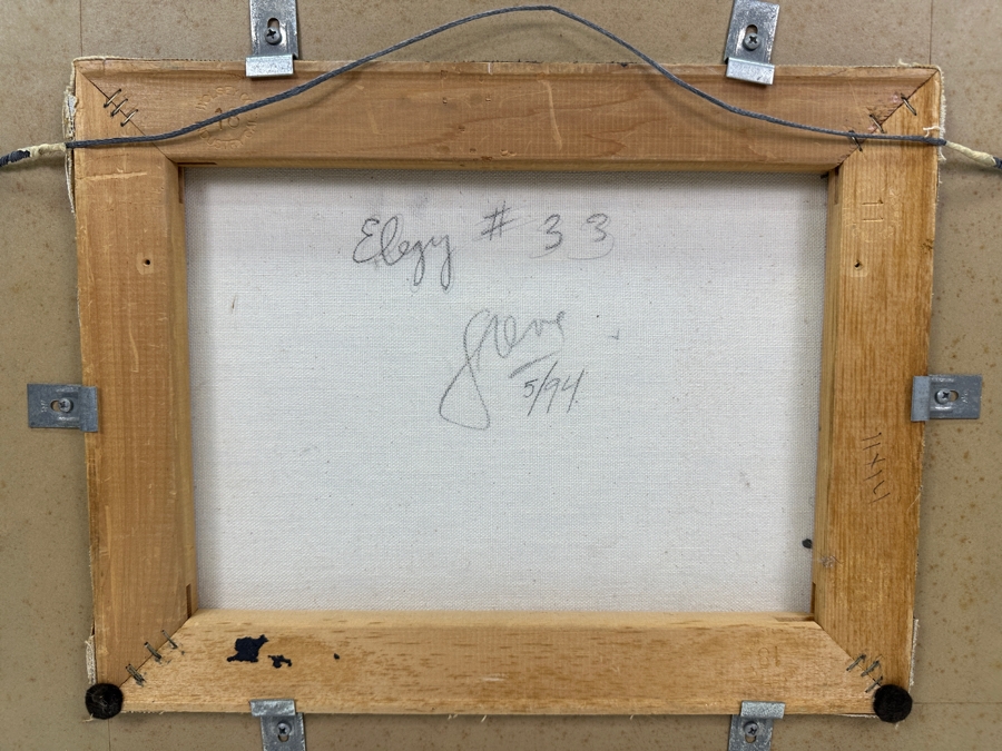 Just Added - Gerrit Greve (1948-2024, Cardiff by the Sea, CA) Original Acrylic Painting On Canvas Titled 'Elegy #33' 1994 Signed Lower Left And Verso 14' X 11' Framed 21 X 18 Estimate $154 - $193 [Photo 9]
