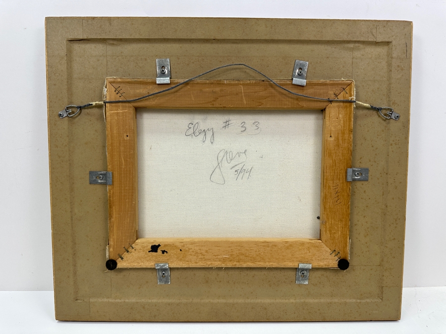 Just Added - Gerrit Greve (1948-2024, Cardiff by the Sea, CA) Original Acrylic Painting On Canvas Titled 'Elegy #33' 1994 Signed Lower Left And Verso 14' X 11' Framed 21 X 18 Estimate $154 - $193 [Photo 8]