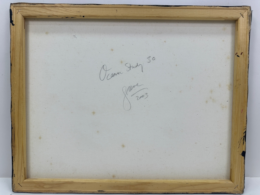 Gerrit Greve (1948-2024, Cardiff by the Sea, CA) Original Acrylic Painting On Canvas Titled 'Ocean Study #30' 2003 Signed Lower Left And Verso 20' X 16' Estimate $320 - $400 [Photo 4]