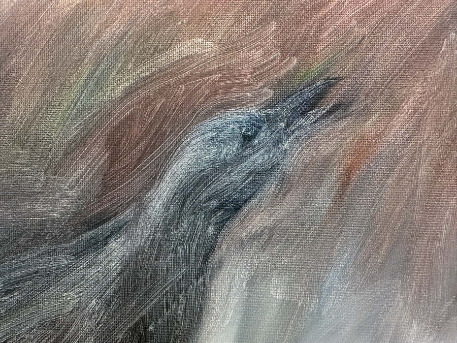 Gerrit Greve (1948-2024, Cardiff by the Sea, CA) Original Acrylic Painting On Canvas Titled 'Snow Crow' Signed Verso 20' X 16' Estimate $320 - $400 [Photo 3]