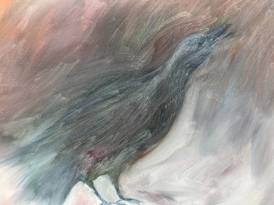 Gerrit Greve (1948-2024, Cardiff by the Sea, CA) Original Acrylic Painting On Canvas Titled 'Snow Crow' Signed Verso 20' X 16' Estimate $320 - $400 [Photo 2]