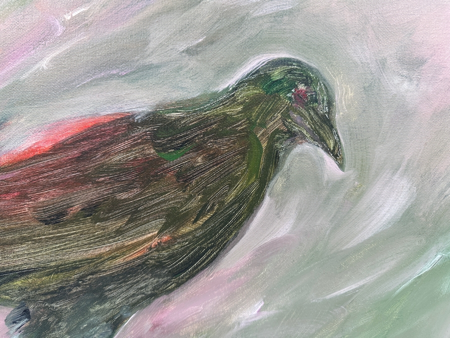 Gerrit Greve (1948-2024, Cardiff by the Sea, CA) Original Acrylic Painting On Canvas Titled 'Crow Alone' Signed Verso 20' X 16' Estimate $320 - $400 [Photo 2]