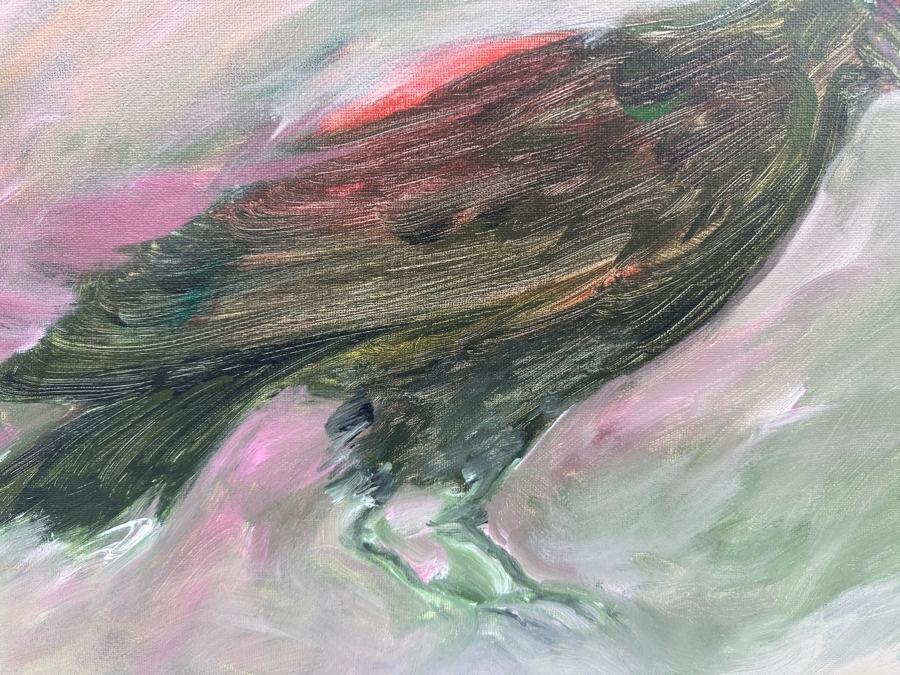 Gerrit Greve (1948-2024, Cardiff by the Sea, CA) Original Acrylic Painting On Canvas Titled 'Crow Alone' Signed Verso 20' X 16' Estimate $320 - $400 [Photo 3]