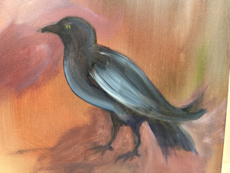Gerrit Greve (1948-2024, Cardiff by the Sea, CA) Original Acrylic Painting On Canvas Titled 'Black Bird' Signed Verso 20' X 16' Estimate $320 - $400 [Photo 2]