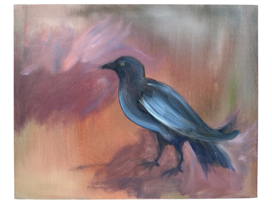Gerrit Greve (1948-2024, Cardiff by the Sea, CA) Original Acrylic Painting On Canvas Titled 'Black Bird' Signed Verso 20' X 16' Estimate $320 - $400