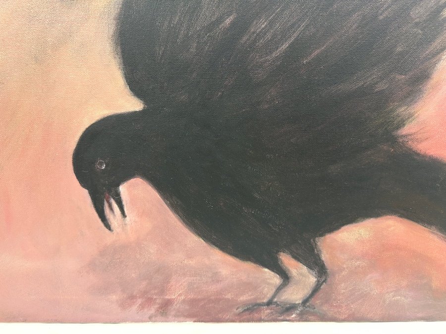 Gerrit Greve (1948-2024, Cardiff by the Sea, CA) Original Acrylic Painting On Canvas Titled 'Black Crow' 2003 Signed Verso 20' X 16' Estimate $320 - $400 [Photo 2]
