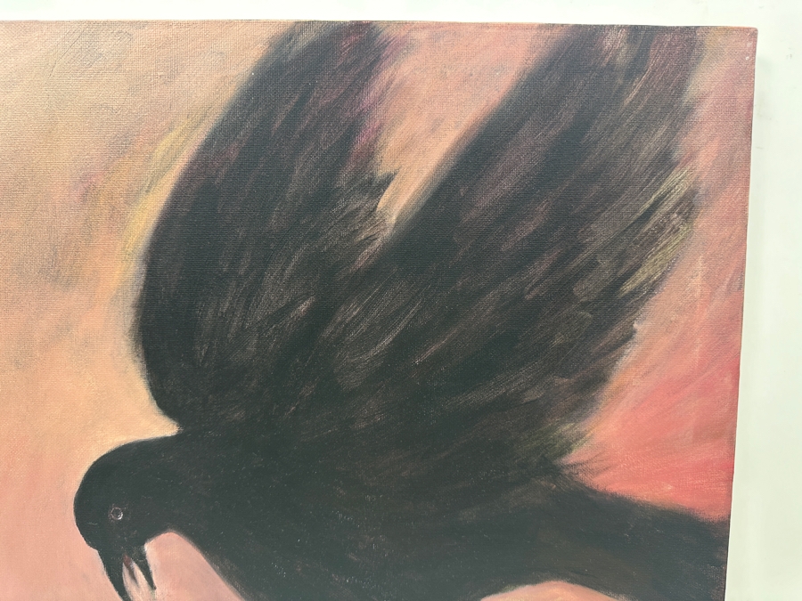Gerrit Greve (1948-2024, Cardiff by the Sea, CA) Original Acrylic Painting On Canvas Titled 'Black Crow' 2003 Signed Verso 20' X 16' Estimate $320 - $400 [Photo 3]