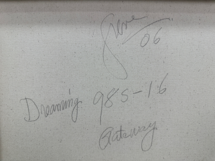 Gerrit Greve (1948-2024, Cardiff by the Sea, CA) Original Acrylic Sand Painting On Canvas Titled 'Dreaming Gateway' 2006 Signed Verso 18' X 24' Estimate $432 - $540 [Photo 5]