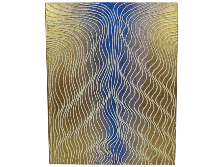Gerrit Greve (1948-2024, Cardiff by the Sea, CA) Original Acrylic Sand Painting On Canvas Titled 'Journey 412' 2014 Signed Verso 16' X 20' Estimate $320 - $400