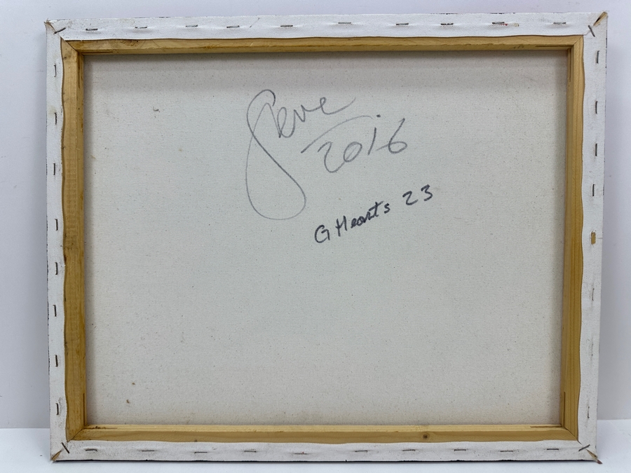 Gerrit Greve (1948-2024, Cardiff by the Sea, CA) Original Acrylic Painting On Canvas Titled 'G Hearts' 2016 Signed Verso 20' X 16' Estimate $320 - $400 [Photo 3]