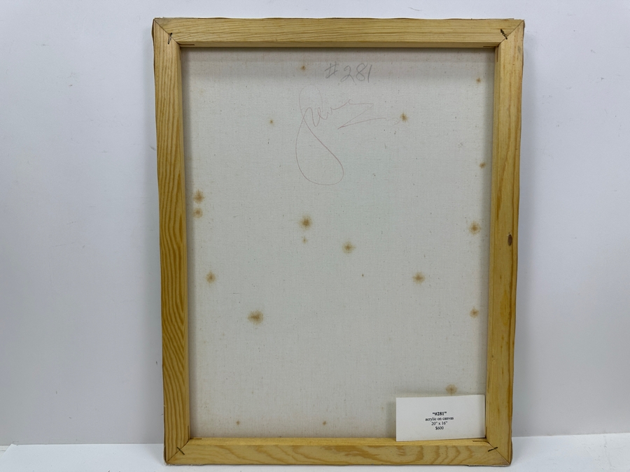 Gerrit Greve (1948-2024, Cardiff by the Sea, CA) Original Acrylic Painting On Canvas Titled '#281' Signed Verso 16' X 20' Estimate $320 - $400 [Photo 3]