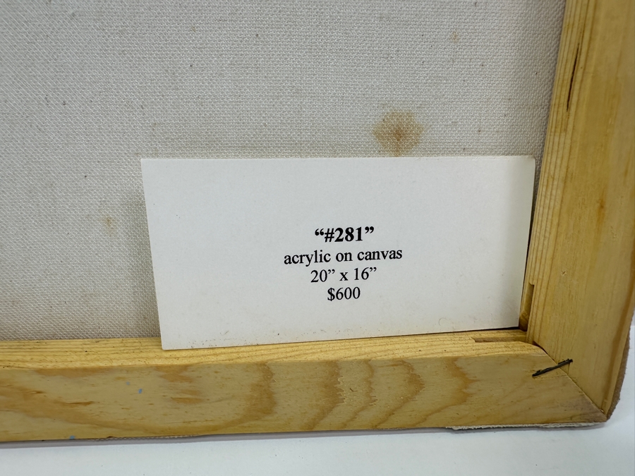 Gerrit Greve (1948-2024, Cardiff by the Sea, CA) Original Acrylic Painting On Canvas Titled '#281' Signed Verso 16' X 20' Estimate $320 - $400 [Photo 5]