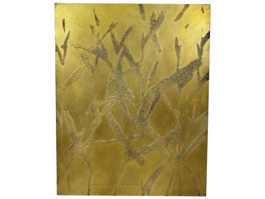 Gerrit Greve (1948-2024, Cardiff by the Sea, CA) Original Acrylic Sand Painting On Canvas Titled 'Plants #18' 1999 Signed Verso 16' X 20' Estimate $320 - $400 [Photo 1]