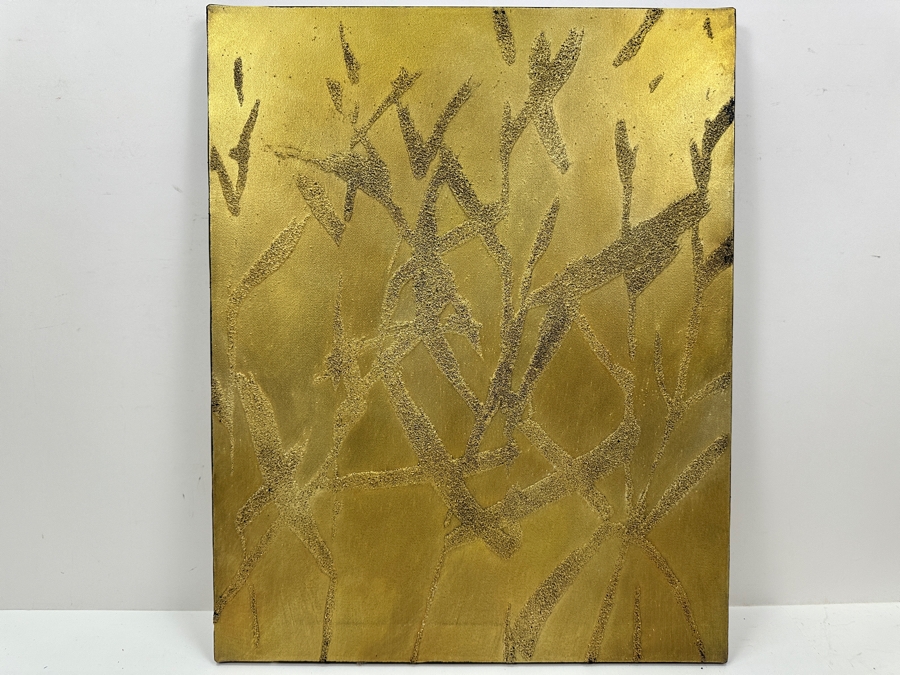 Gerrit Greve (1948-2024, Cardiff by the Sea, CA) Original Acrylic Sand Painting On Canvas Titled 'Plants #18' 1999 Signed Verso 16' X 20' Estimate $320 - $400 [Photo 4]