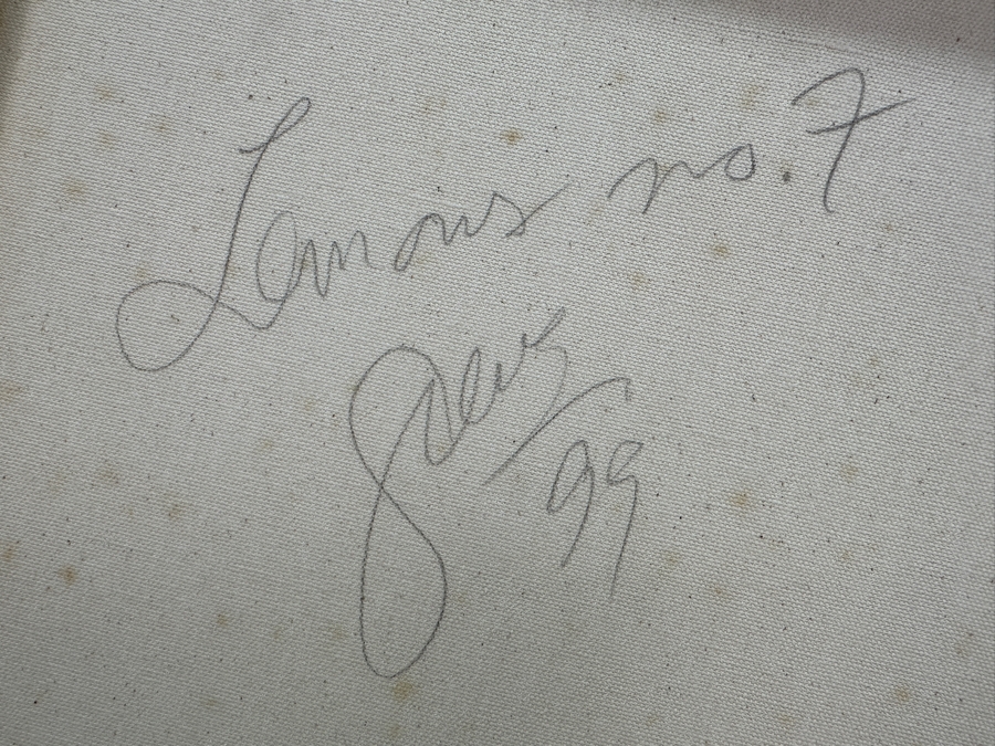 Gerrit Greve (1948-2024, Cardiff by the Sea, CA) Original Acrylic Sand Painting On Canvas Titled 'Lemons #7' 1999 Signed Verso 16' X 20' Estimate $320 - $400 [Photo 6]