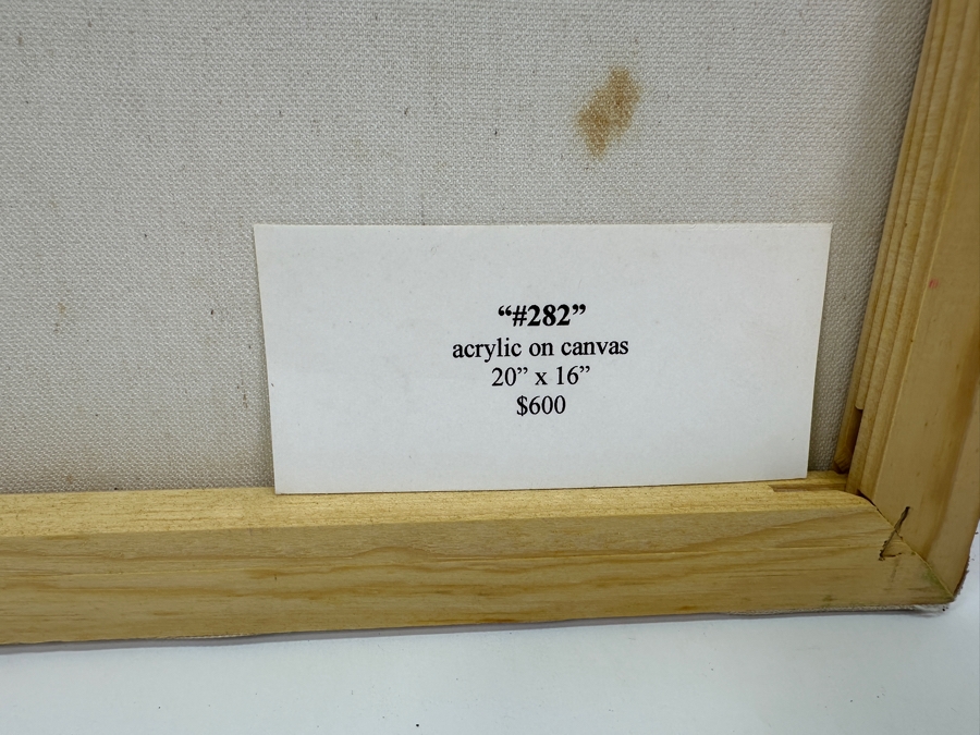 Gerrit Greve (1948-2024, Cardiff by the Sea, CA) Original Acrylic Painting On Canvas Titled '#282' Signed Verso 16' X 20' Estimate $320 - $400 [Photo 5]