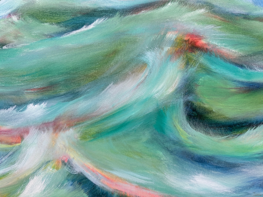 Gerrit Greve (1948-2024, Cardiff by the Sea, CA) Original Acrylic Painting On Canvas Titled 'Towards Sunset' 2019 Unsigned 20' X 16' Estimate $320 - $400 [Photo 3]