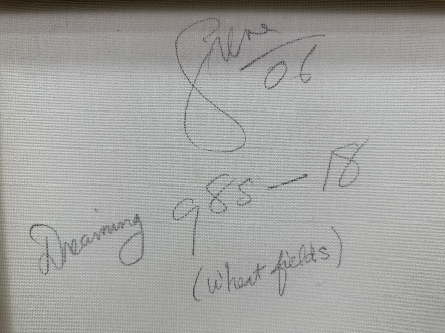 Gerrit Greve (1948-2024, Cardiff by the Sea, CA) Original Acrylic Sand Painting On Canvas Titled 'Dreaming (Wheat Fields)' 2006 Signed Verso 16' X 20' Estimate $320 - $400 [Photo 6]