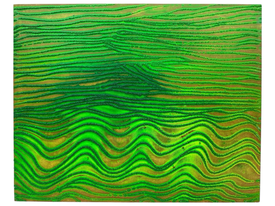 Gerrit Greve (1948-2024, Cardiff by the Sea, CA) Original Acrylic Sand Painting On Canvas Titled 'Dreaming 20' 2006 Signed Verso 20' X 16' Estimate $320 - $400
