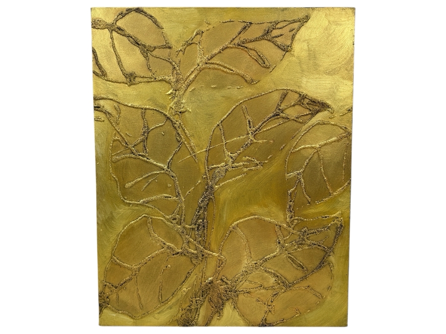 Gerrit Greve (1948-2024, Cardiff by the Sea, CA) Original Acrylic Sand Painting On Canvas Titled 'Plants #17' 1999 Signed Verso 16' X 20' Estimate $320 - $400