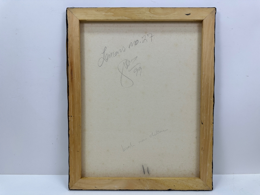 Gerrit Greve (1948-2024, Cardiff by the Sea, CA) Original Acrylic Sand Painting On Canvas Titled 'Lemons #27' 1999 Signed Verso 16' X 20' Estimate $320 - $400 [Photo 5]